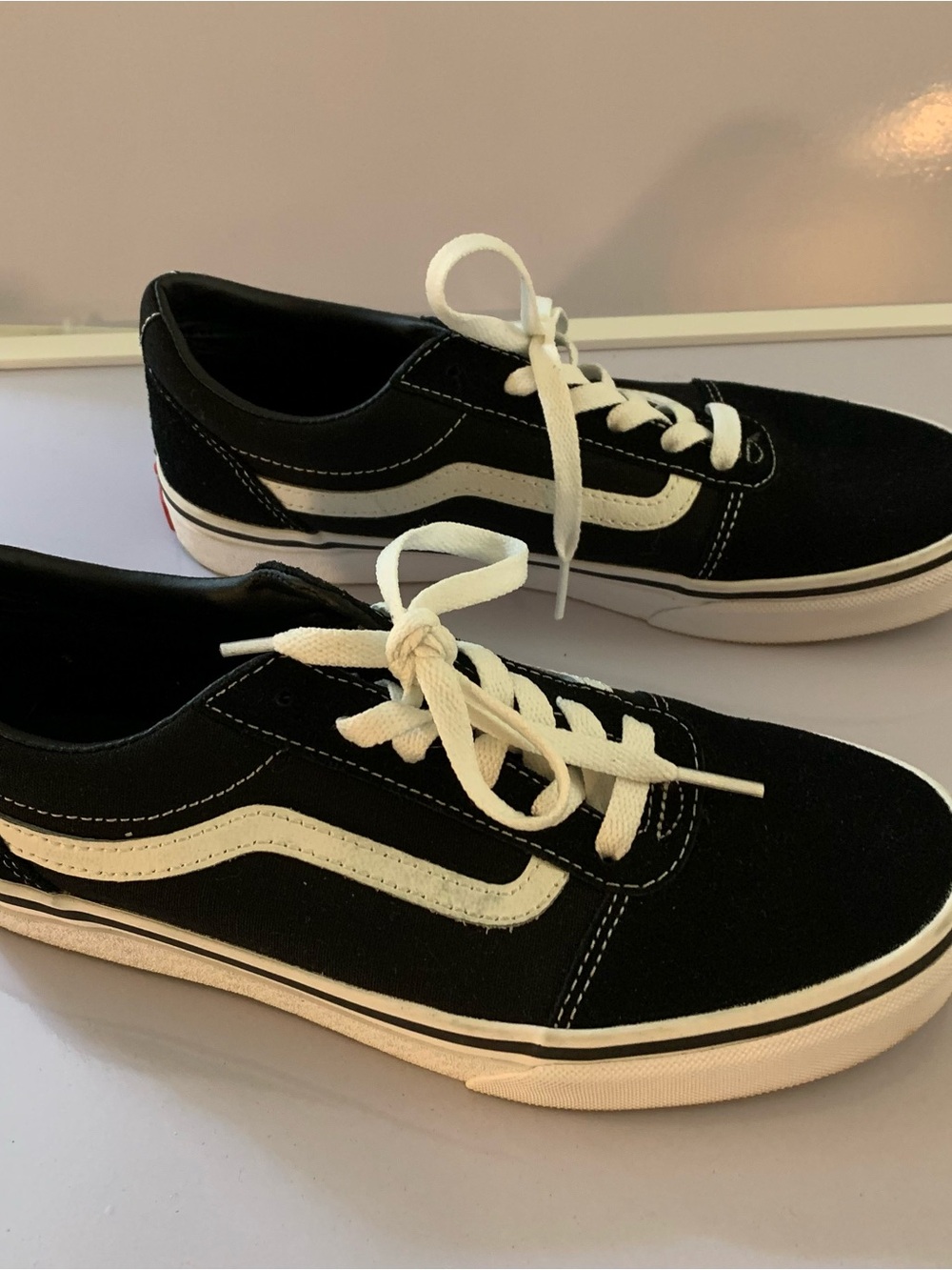 Girls Vans Black and White Low-Top Sneakers